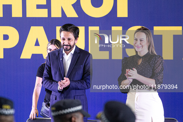 The mayor of Sao Paulo, Ricardo Nunes, participates in the presentation of the ''Medalha Heroi Paulistano'' at Praca das Artes in Sao Paulo,...