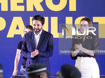 The mayor of Sao Paulo, Ricardo Nunes, participates in the presentation of the ''Medalha Heroi Paulistano'' at Praca das Artes in Sao Paulo,...