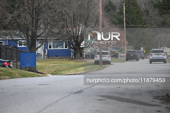 SWAT and police work on a barricaded situation at a home in the area of Virginia Avenue and Bosley Avenue in Cockeysville, Maryland, United...