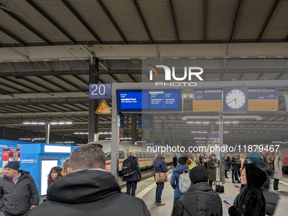 Train services at Munich Central Station are suspended due to people on the track in Munich, Bavaria, Germany, on December 18, 2024. 