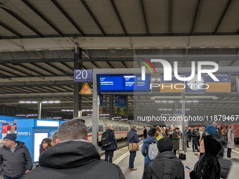 Train services at Munich Central Station are suspended due to people on the track in Munich, Bavaria, Germany, on December 18, 2024. (