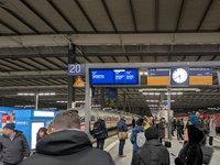 Train services at Munich Central Station are suspended due to people on the track in Munich, Bavaria, Germany, on December 18, 2024. (