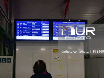 Train services at Munich Central Station are suspended due to people on the track in Munich, Bavaria, Germany, on December 18, 2024. (