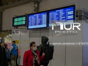 Train services at Munich Central Station are suspended due to people on the track in Munich, Bavaria, Germany, on December 18, 2025. (