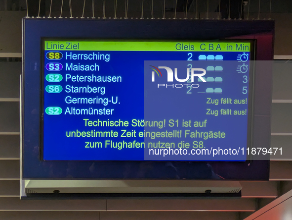 Train services at Munich Central Station are suspended due to people on the track in Munich, Bavaria, Germany, on December 18, 2024. 