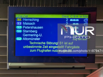 Train services at Munich Central Station are suspended due to people on the track in Munich, Bavaria, Germany, on December 18, 2024. (