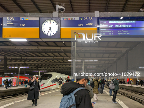 Train services at Munich Central Station are suspended due to people on the track in Munich, Bavaria, Germany, on December 18, 2024. 