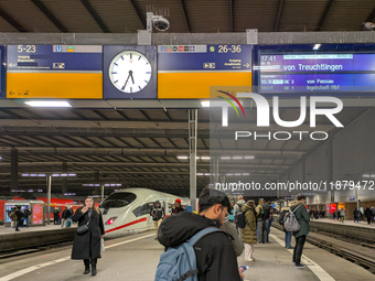 Train services at Munich Central Station are suspended due to people on the track in Munich, Bavaria, Germany, on December 18, 2024. (