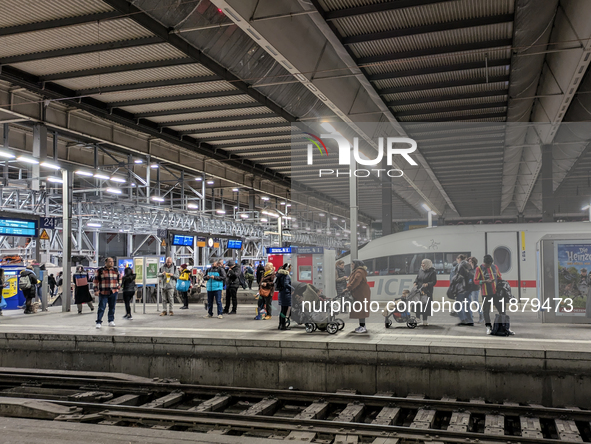 Train services at Munich Central Station are suspended due to people on the track in Munich, Bavaria, Germany, on December 18, 2024. 