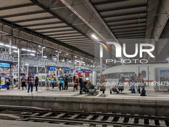 Train services at Munich Central Station are suspended due to people on the track in Munich, Bavaria, Germany, on December 18, 2024. (