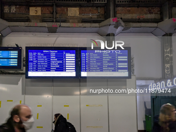 Train services at Munich Central Station are suspended due to people on the track in Munich, Bavaria, Germany, on December 18, 2024. 