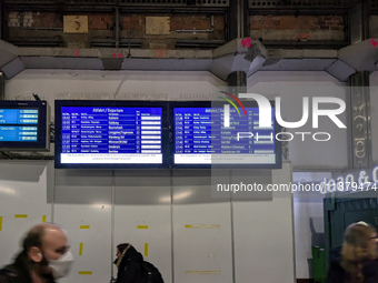 Train services at Munich Central Station are suspended due to people on the track in Munich, Bavaria, Germany, on December 18, 2024. (