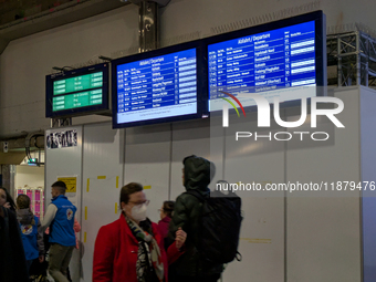 Train services at Munich Central Station are suspended due to people on the track in Munich, Bavaria, Germany, on December 18, 2024. (