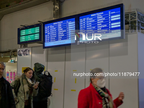 Train services at Munich Central Station are suspended due to people on the track in Munich, Bavaria, Germany, on December 18, 2024. 