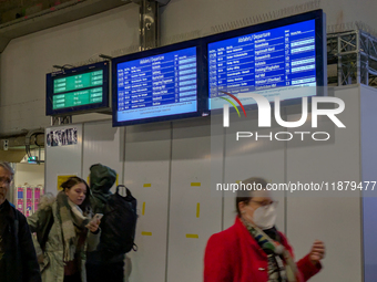 Train services at Munich Central Station are suspended due to people on the track in Munich, Bavaria, Germany, on December 18, 2024. (