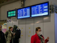 Train services at Munich Central Station are suspended due to people on the track in Munich, Bavaria, Germany, on December 18, 2024. (