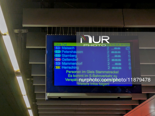 Train services at Munich Central Station are suspended due to people on the track in Munich, Bavaria, Germany, on December 18, 2024. 