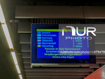 Train services at Munich Central Station are suspended due to people on the track in Munich, Bavaria, Germany, on December 18, 2024. (