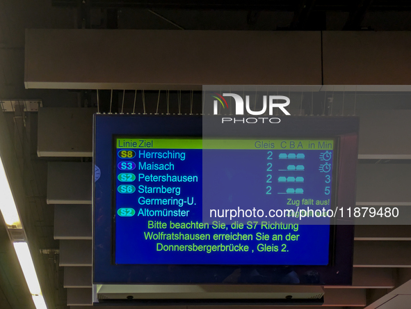 Train services at Munich Central Station are suspended due to people on the track in Munich, Bavaria, Germany, on December 18, 2024. 