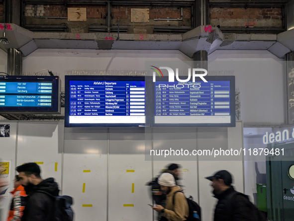 Train services at Munich Central Station are suspended due to people on the track in Munich, Bavaria, Germany, on December 18, 2024. 