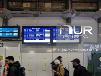 Train services at Munich Central Station are suspended due to people on the track in Munich, Bavaria, Germany, on December 18, 2024. (