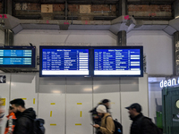 Train services at Munich Central Station are suspended due to people on the track in Munich, Bavaria, Germany, on December 18, 2024. (