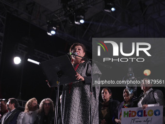 The Head of Government, Clara Brugada, attends the opening of the 2024 Christmas Festival at the Zocalo in Mexico City, Mexico, on December...