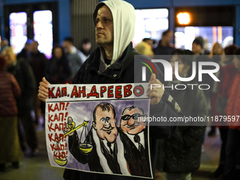 A protest takes place in front of the Sofia Court House in Sofia, Bulgaria, on December 18, 2024, against the procedure for the election of...