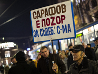 A protest takes place in front of the Sofia Court House in Sofia, Bulgaria, on December 18, 2024, against the procedure for the election of...