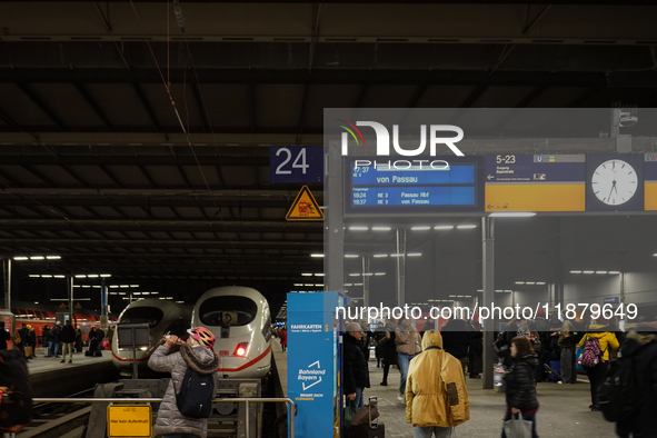 Train services at Munich Central Station are suspended due to people on the track in Munich, Bavaria, Germany, on December 18, 2024. 