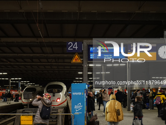 Train services at Munich Central Station are suspended due to people on the track in Munich, Bavaria, Germany, on December 18, 2024. (