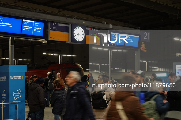 Train services at Munich Central Station are suspended due to people on the track in Munich, Bavaria, Germany, on December 18, 2024. 