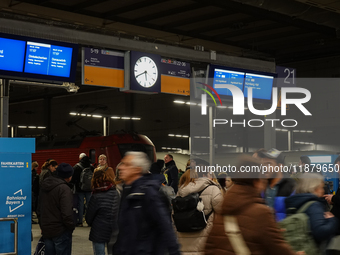 Train services at Munich Central Station are suspended due to people on the track in Munich, Bavaria, Germany, on December 18, 2024. (