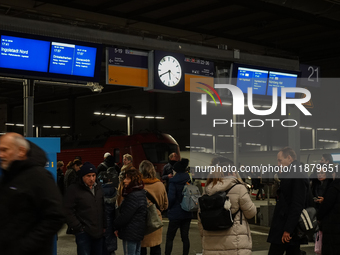 Train services at Munich Central Station are suspended due to people on the track in Munich, Bavaria, Germany, on December 18, 2024. (