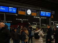 Train services at Munich Central Station are suspended due to people on the track in Munich, Bavaria, Germany, on December 18, 2024. (