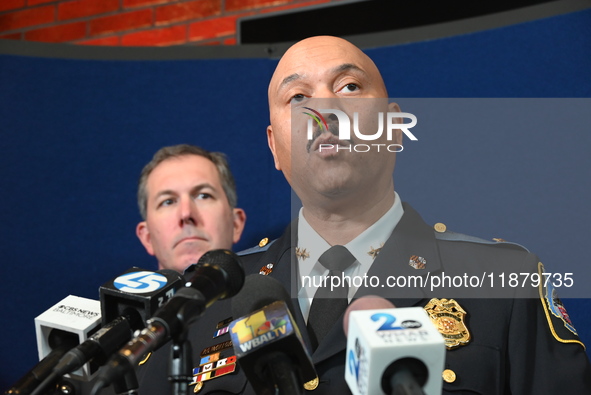 Police hold a news conference at the Public Safety Building to discuss the latest information in the mass shooting investigation outside of...