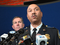 Police hold a news conference at the Public Safety Building to discuss the latest information in the mass shooting investigation outside of...