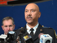 Police hold a news conference at the Public Safety Building to discuss the latest information in the mass shooting investigation outside of...