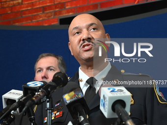 Police hold a news conference at the Public Safety Building to discuss the latest information in the mass shooting investigation outside of...