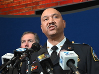 Police hold a news conference at the Public Safety Building to discuss the latest information in the mass shooting investigation outside of...