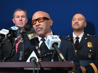 Police hold a news conference at the Public Safety Building to discuss the latest information in the mass shooting investigation outside of...