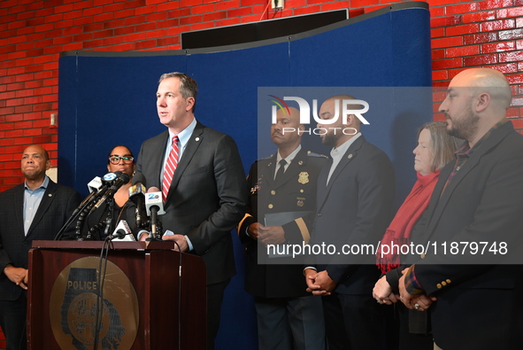 Police hold a news conference at the Public Safety Building to discuss the latest information in the mass shooting investigation outside of...