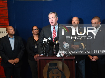 Police hold a news conference at the Public Safety Building to discuss the latest information in the mass shooting investigation outside of...