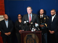 Police hold a news conference at the Public Safety Building to discuss the latest information in the mass shooting investigation outside of...