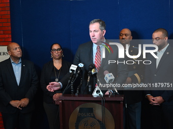 Police hold a news conference at the Public Safety Building to discuss the latest information in the mass shooting investigation outside of...