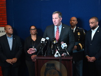 Police hold a news conference at the Public Safety Building to discuss the latest information in the mass shooting investigation outside of...