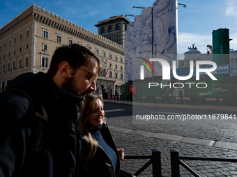 The giant silos of the ''Metro C'' (subway) construction site at Piazza Venezia in Rome, Italy, on December 17, 2024, transform into an open...