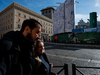 The giant silos of the ''Metro C'' (subway) construction site at Piazza Venezia in Rome, Italy, on December 17, 2024, transform into an open...