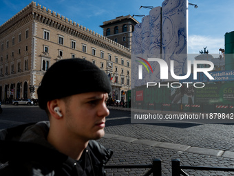 The giant silos of the ''Metro C'' (subway) construction site at Piazza Venezia in Rome, Italy, on December 17, 2024, transform into an open...