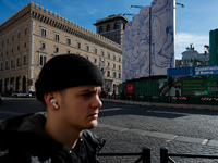 The giant silos of the ''Metro C'' (subway) construction site at Piazza Venezia in Rome, Italy, on December 17, 2024, transform into an open...